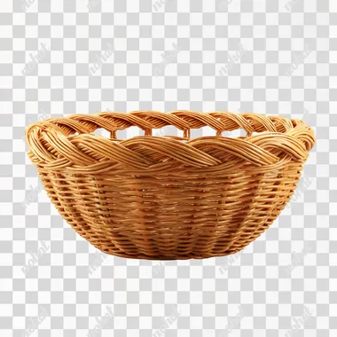 3d object - an empty basket, 3d wicker basket, empty inside. clean background.