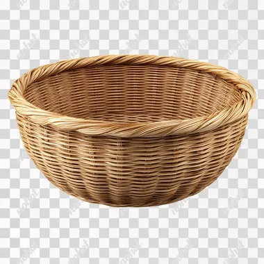 3d object - an empty basket, 3d wicker basket, empty inside. clean background.