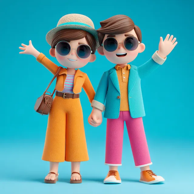 Charming Summer Vacation Icon in Vibrant Cartoon Style