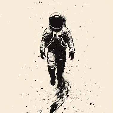 An minimalistic artwork of a astronaut in the style of graphic artist Ikko Tanaka, 1960s