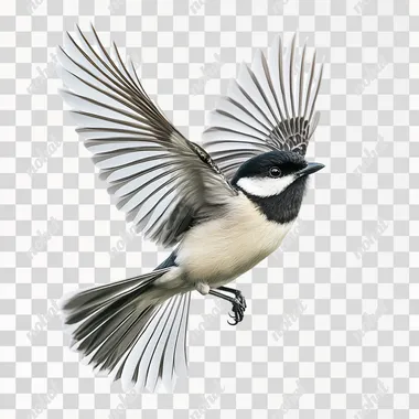 photo realistic image of a european bird flying on a white background