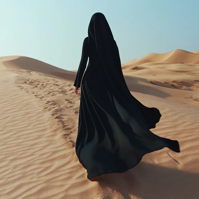 Desert Silhouette: An Arab Woman in Minimalist Elegance