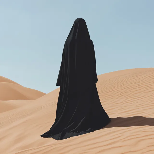 Desert Silhouette: An Arab Woman in Abaya