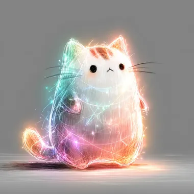 Hand drawn digital image, white background neon colour palette, Make a cute little mascot. That lives in a digital world. Front facing   --s 750