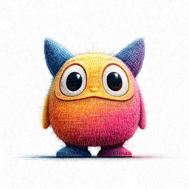 Hand drawn digital image, white background neon colour palette, Make a cute little mascot. That lives in a digital world. Front facing   --s 750