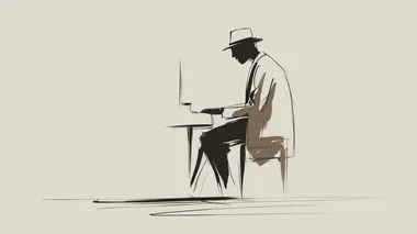 Minimalist single-line drawing: street musician playing piano on a Paris sidewalk, full body, silhouette shaded with coffee tones, clean neutral background.   --raw rofile 1z8ia47