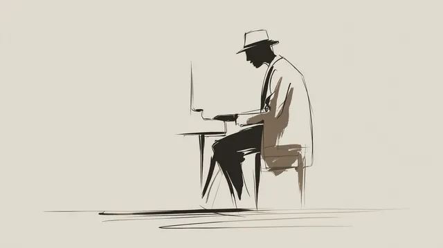 Silhouette of a Street Musician Playing Piano in Paris