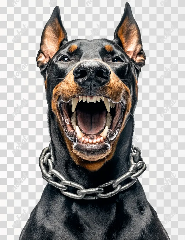 Fierce Doberman: Detailed Portrait with Chain