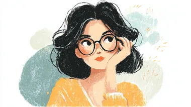 a woman with eyewear, simplified faces, hand-drawn illustration style, pastel and crayon texture, children's book illustration, soft colors, slightly whimsical proportions, visible crayon strokes, flat soft colors   --raw