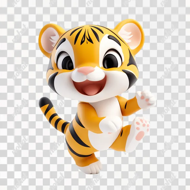 a cartoon tiger jumping up in the air