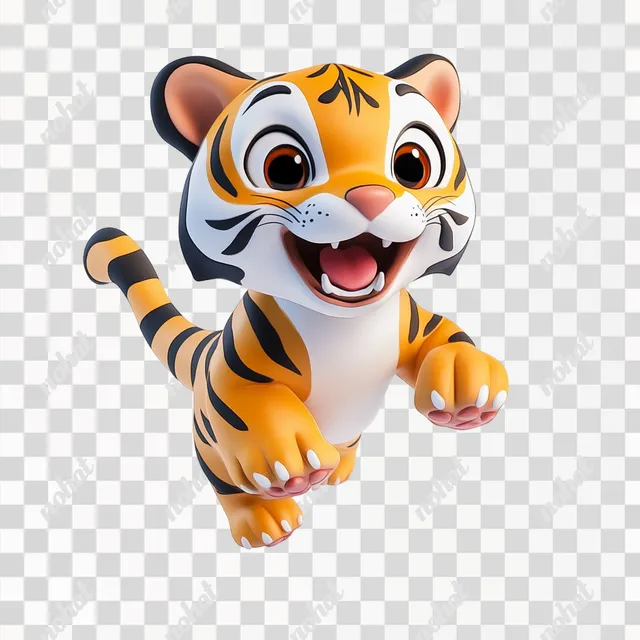a tiger figurine is jumping in the air