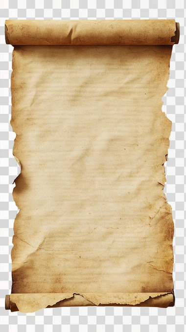 A detailed, textured background of an ancient scroll from the 1800s, with an aged parchment color. The texture should be rich with subtle details like faded ink marks, creases, and slight tears, but still maintain a minimalist overall design. The scroll should have a vintage, historical feel, with a warm, sepia-toned palette. Created Using: digital illustration, high-resolution texture mapping, antique design, subtle detailing, photorealistic rendering, warm sepia tones