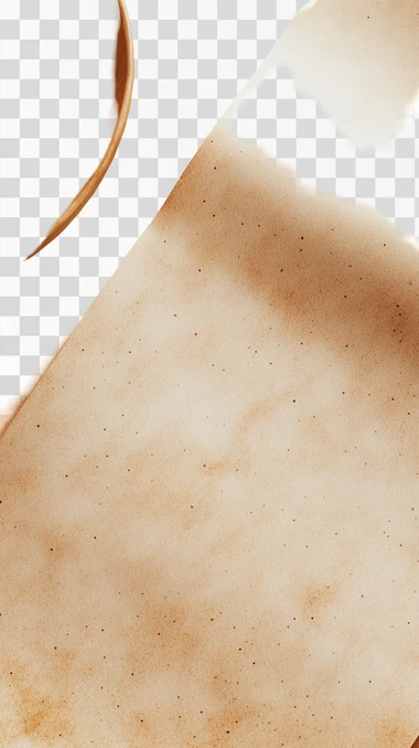 A detailed, textured background of an ancient scroll from the 1800s, with an aged parchment color. The texture should be rich with subtle details like faded ink marks, creases, and slight tears, but still maintain a minimalist overall design. The scroll should have a vintage, historical feel, with a warm, sepia-toned palette. Created Using: digital illustration, high-resolution texture mapping, antique design, subtle detailing, photorealistic rendering, warm sepia tones