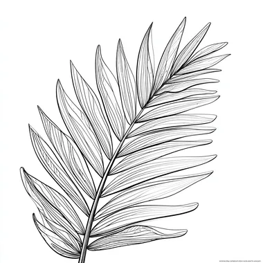a coloring page for kids, simple line art, palm frond rofile 86cvhhc