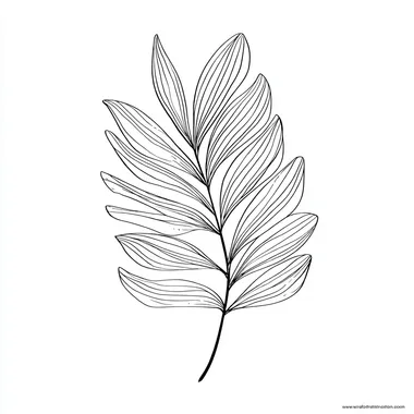 a coloring page for kids, simple line art, palm frond rofile 86cvhhc