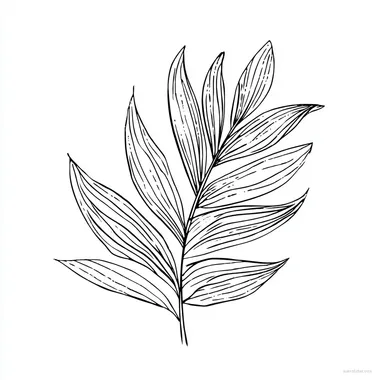 a coloring page for kids, simple line art, palm frond rofile 86cvhhc