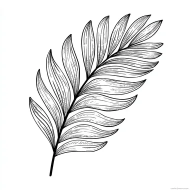 a coloring page for kids, simple line art, palm frond rofile 86cvhhc