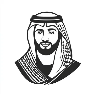A vector icon of a Saudi man in black and white.