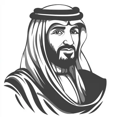 A vector icon of a Saudi man in black and white.