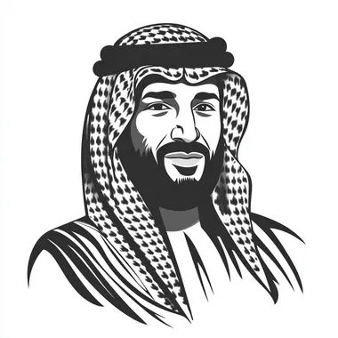 A vector icon of a Saudi man in black and white.