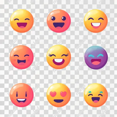 happy emoji Icon. Iconography. White background. A vibrant, flat cartoon style with smooth, rounded shapes and minimal detailing. Icons use bold, saturated colors, often with subtle gradients to create depth and a soft 3D effect. Shading is minimal but effective, giving the icons a polished, high-contrast look. The design is clean and simple, focusing on bright, playful colors like orange and gold. The icons often have a soft shadow or subtle lighting effects to add a sense of dimension without being overly realistic