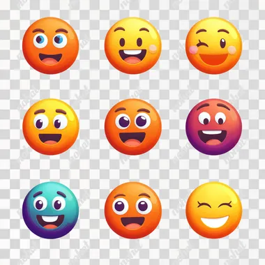 happy emoji Icon. Iconography. White background. A vibrant, flat cartoon style with smooth, rounded shapes and minimal detailing. Icons use bold, saturated colors, often with subtle gradients to create depth and a soft 3D effect. Shading is minimal but effective, giving the icons a polished, high-contrast look. The design is clean and simple, focusing on bright, playful colors like orange and gold. The icons often have a soft shadow or subtle lighting effects to add a sense of dimension without being overly realistic