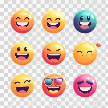happy emoji Icon. Iconography. White background. A vibrant, flat cartoon style with smooth, rounded shapes and minimal detailing. Icons use bold, saturated colors, often with subtle gradients to create depth and a soft 3D effect. Shading is minimal but effective, giving the icons a polished, high-contrast look. The design is clean and simple, focusing on bright, playful colors like orange and gold. The icons often have a soft shadow or subtle lighting effects to add a sense of dimension without being overly realistic