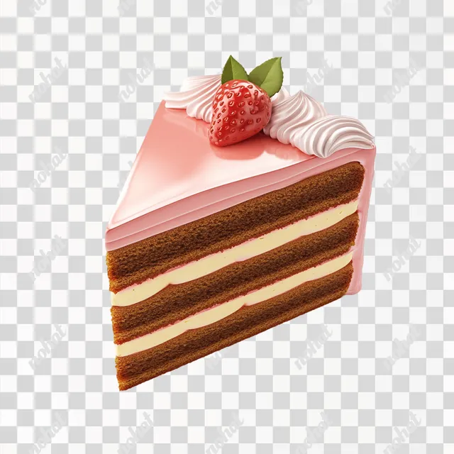 Delightful Layered Cake Slice - 3D Cute Icon