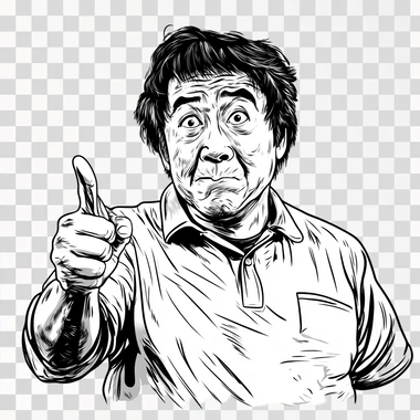 Jackie Chan Wtf Meme, simple line draw style, isolated, png image