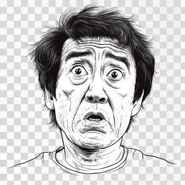 Jackie Chan Wtf Meme, simple line draw style, isolated, png image