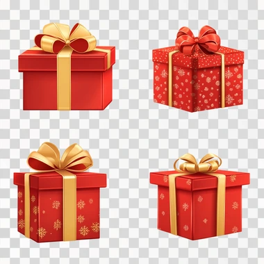 Red Gift Boxes With Gold Ribbons Clipart, isolated white background