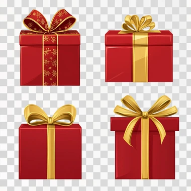 Red Gift Boxes With Gold Ribbons Clipart, isolated white background