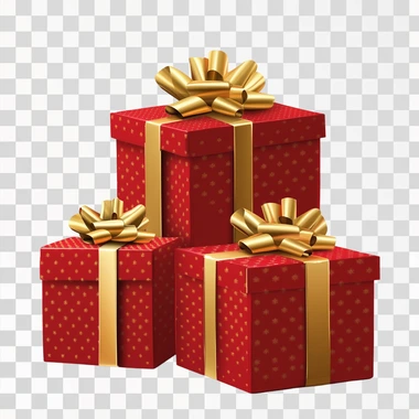 Red Gift Boxes With Gold Ribbons Clipart, isolated white background