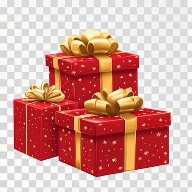 Red Gift Boxes With Gold Ribbons Clipart, isolated white background