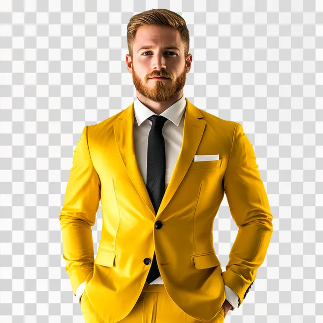 Chic Elegance: A Man in Yellow Suit and Tie