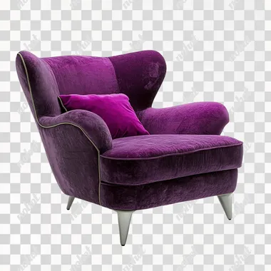 purple cozy chair on white background