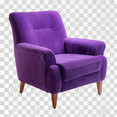 purple cozy chair on white background