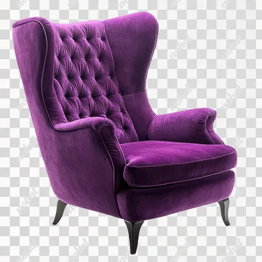 purple cozy chair on white background