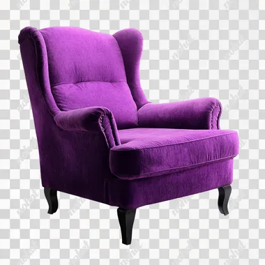 purple cozy chair on white background