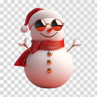 Snowman with luxury glasses, Christmas mood, 3D icon, solid background