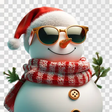 Snowman with luxury glasses, Christmas mood, 3D icon, solid background