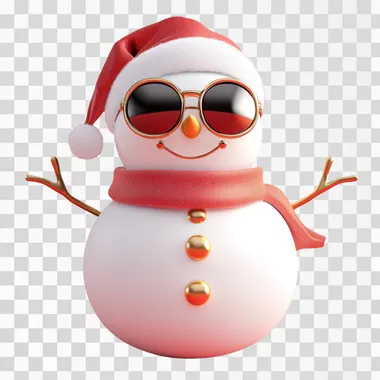 Snowman with luxury glasses, Christmas mood, 3D icon, solid background