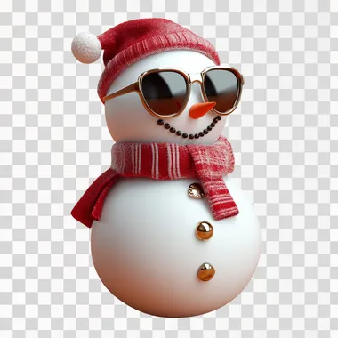 Snowman with luxury glasses, Christmas mood, 3D icon, solid background