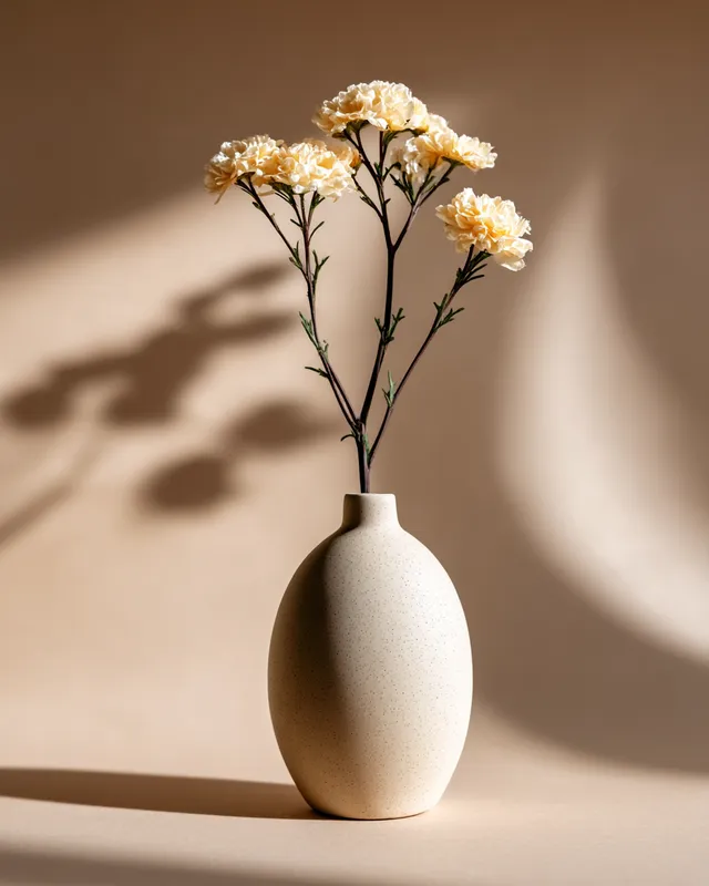 Elegant Minimalist Ceramic Vase with Flower Stem