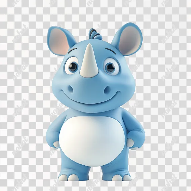 PNG Adorable 3D Rhino Mascot for Smart Manufacturing