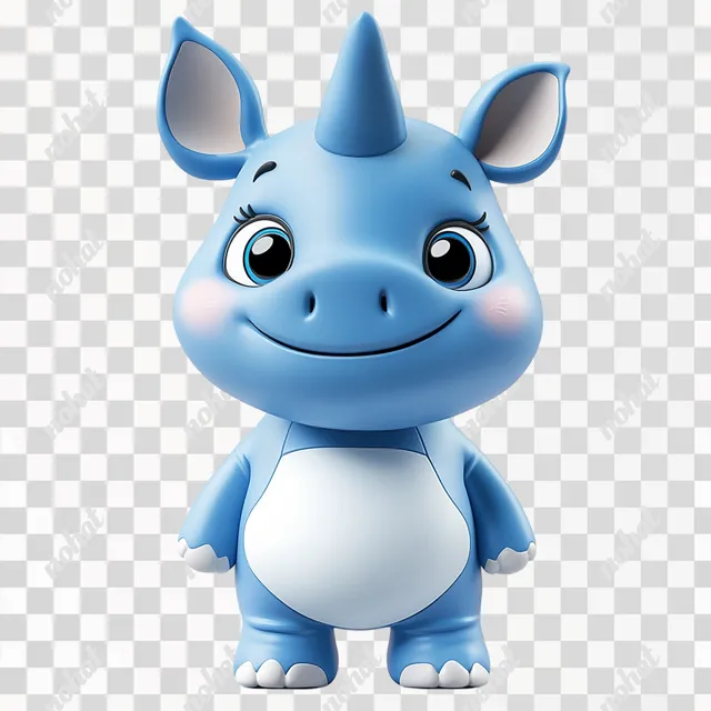 PNG Cute 3D Rhino Mascot for Smart Manufacturing