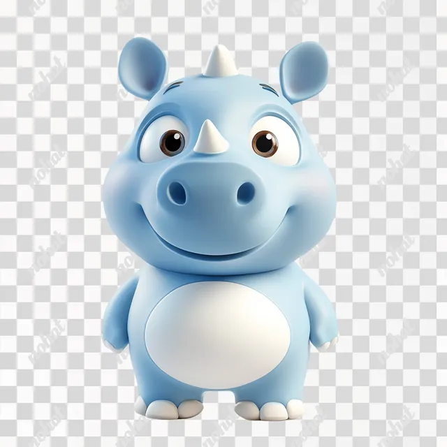 PNG Cute 3D Cartoon Rhino Mascot for Smart Manufacturing