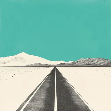black and white photo of pan-american highway with vector stylization to make album cover, with teal accents  rofile bakqngo