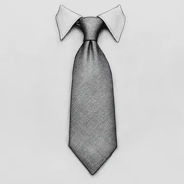 A vintage pencil drawing of a tie, in the style of Enki Bilal and Chris Foss, white background, black and white