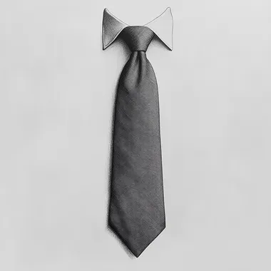 A vintage pencil drawing of a tie, in the style of Enki Bilal and Chris Foss, white background, black and white